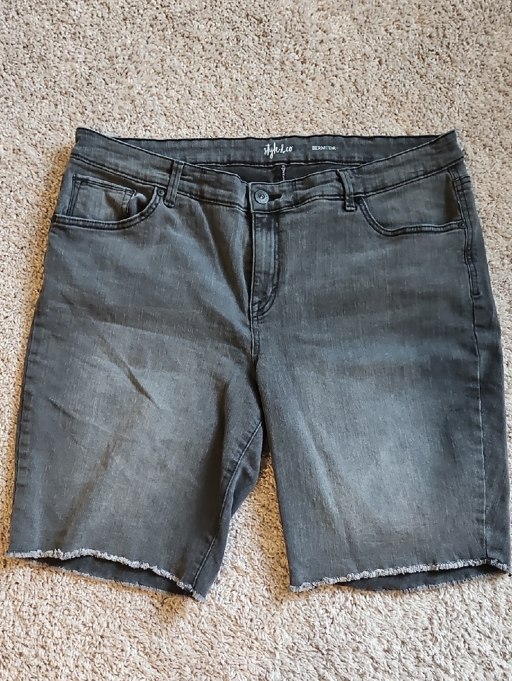 Style & Co. Gray Washed Denim Bermuda Shorts 18w